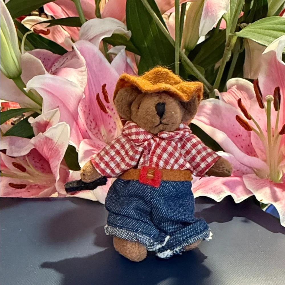 Russ Berrie Cowboy Bear Decor - Brown, Red, Blue